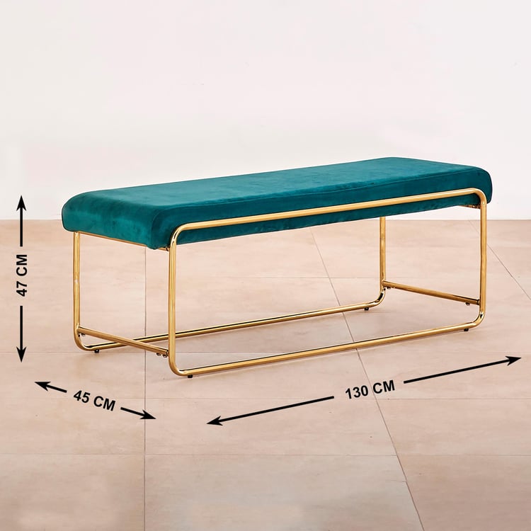Monarch Velvet Dining Bench - Teal