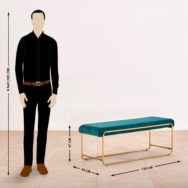 Monarch Velvet Dining Bench - Teal