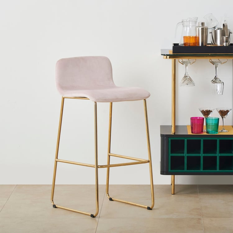 Monarch Velvet Bar Stool - Pink