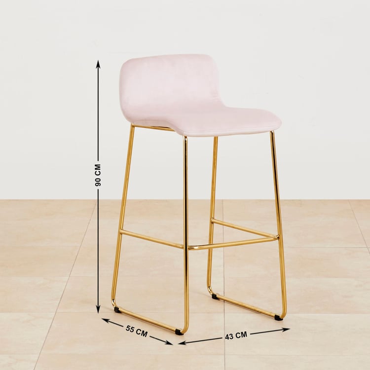 Monarch Velvet Bar Stool - Pink