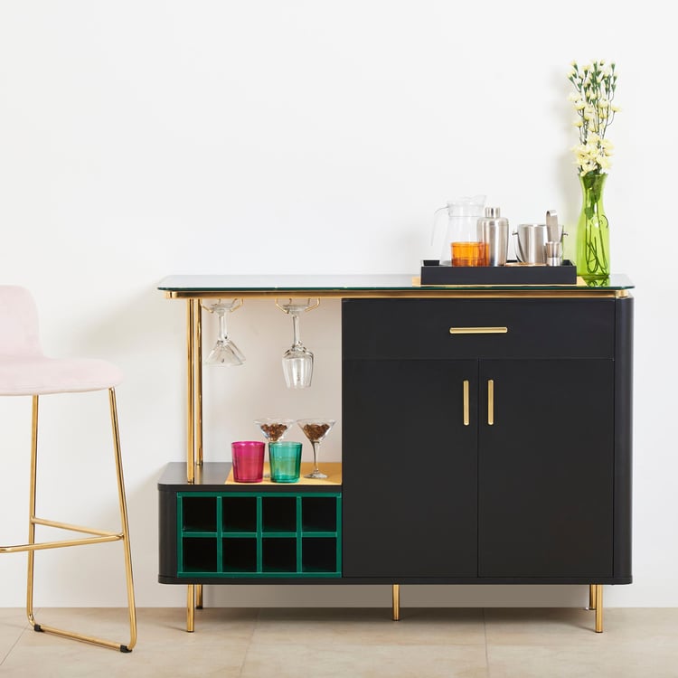 Monarch Bar Cabinet with Serving Counter - Black