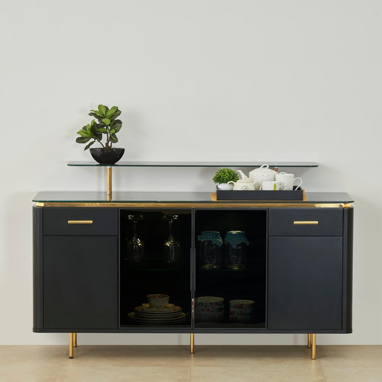 Monarch Glass Top Sideboard - Black