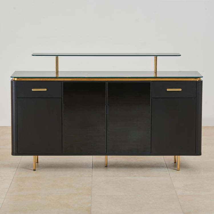 Monarch Glass Top Sideboard - Black