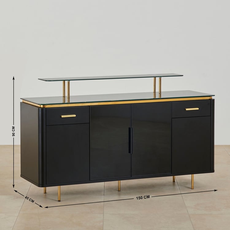 Monarch Glass Top Sideboard - Black