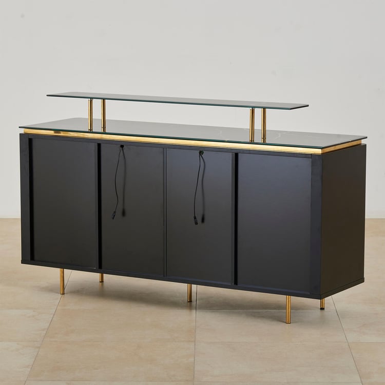 Monarch Glass Top Sideboard - Black