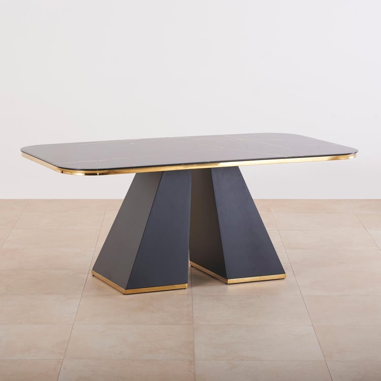 Monarch Glass Top 6-Seater Dining Table - Black