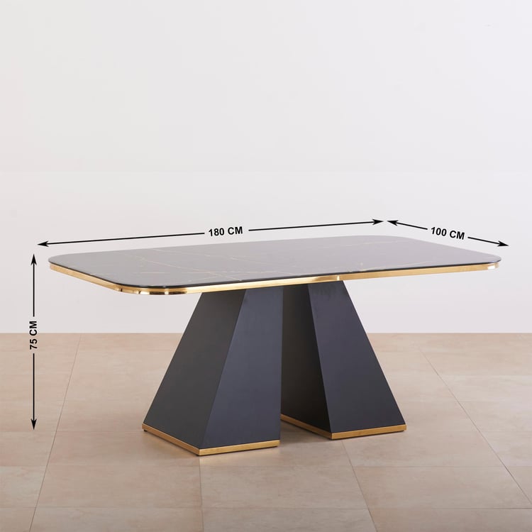 Monarch Glass Top 6-Seater Dining Table - Black