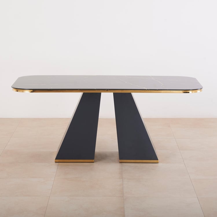 Monarch Glass Top 6-Seater Dining Table - Black