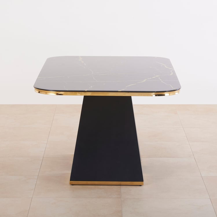 Monarch Glass Top 6-Seater Dining Table - Black