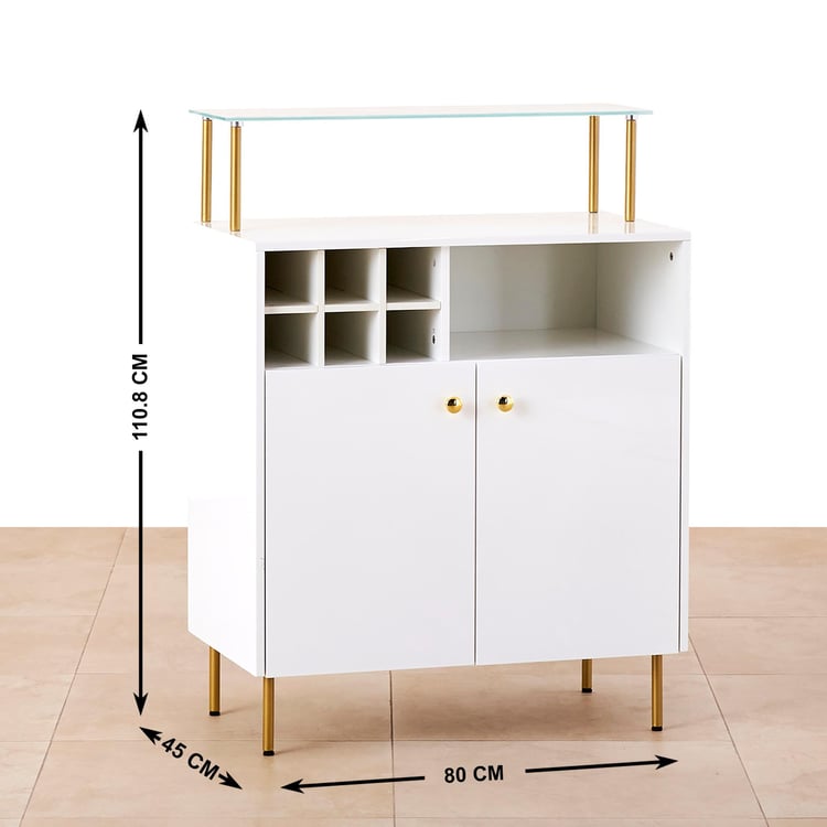 Velvetica Bar Cabinet with Serving Counter - White