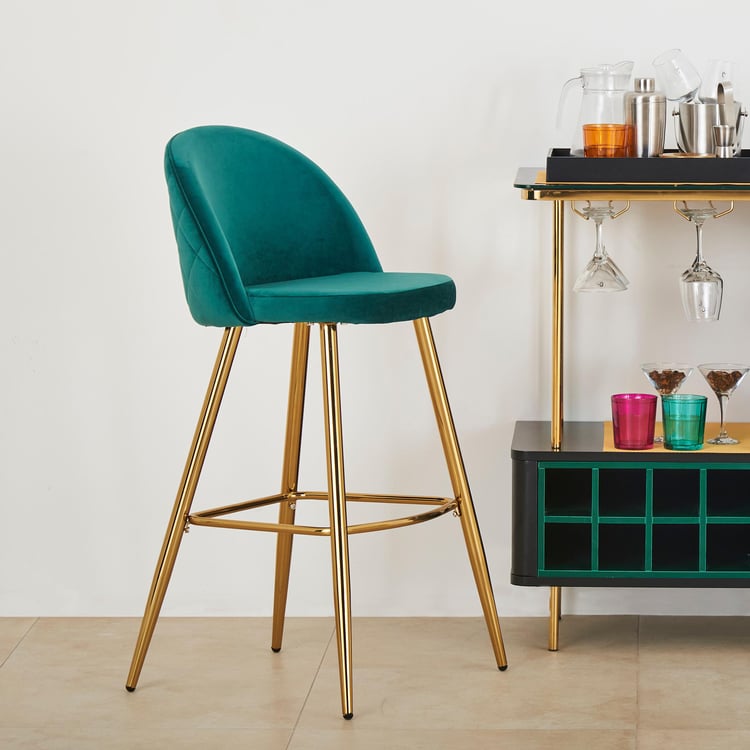 Monarch Velvet Bar Chair - Green