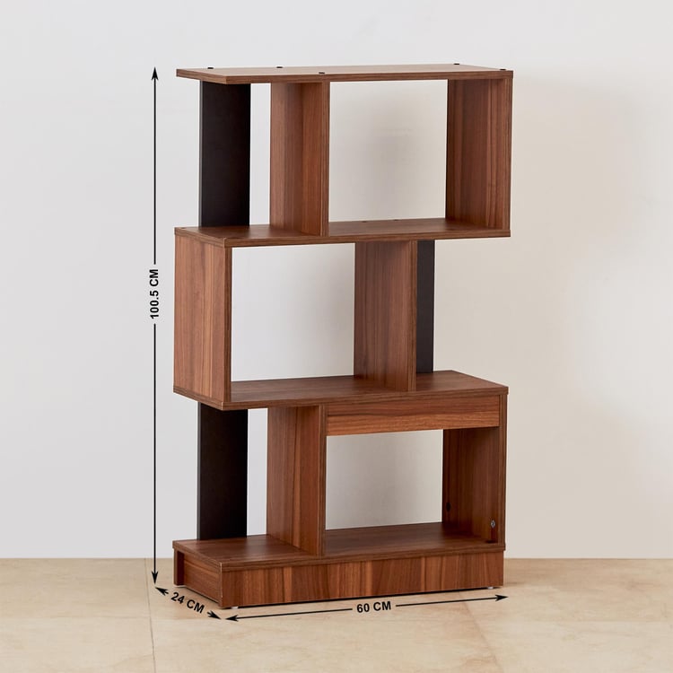 Helios Quadro 3-Tier Book Shelf - Brown