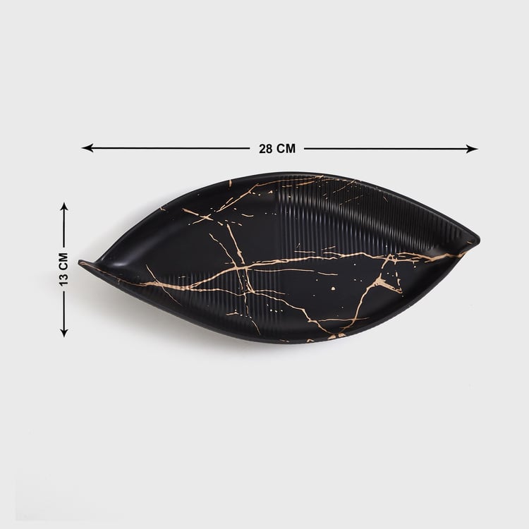 Silvano Melamine Printed Leaf Shaped Serving Platter - 28x13cm