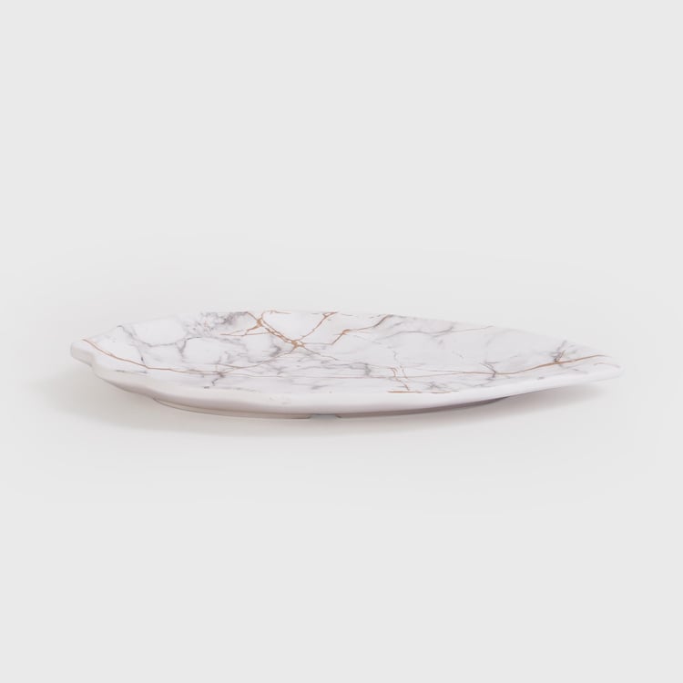 Silvano Melamine Printed Leaf Shaped Platter - 28x20.5cm