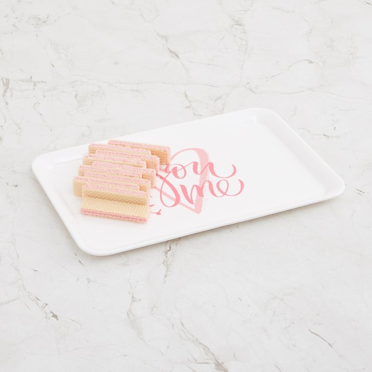 Valentine-You And Me White Printed Melamine Serving Tray