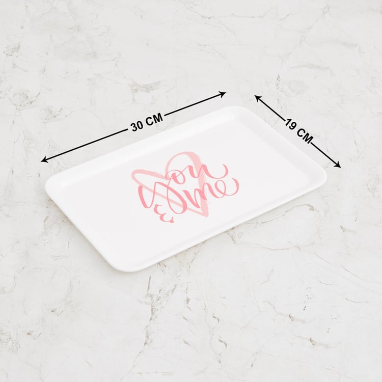 Valentine-You And Me White Printed Melamine Serving Tray