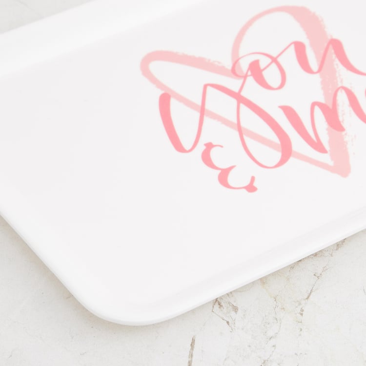 Valentine-You And Me White Printed Melamine Serving Tray