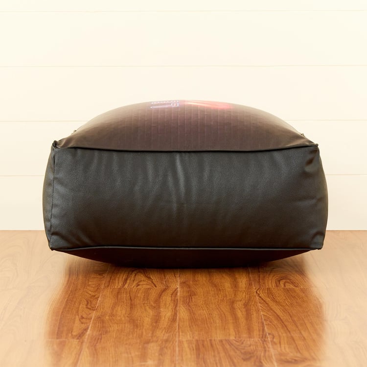 Champion Faux Leather Floor Cushion with Beans - Black