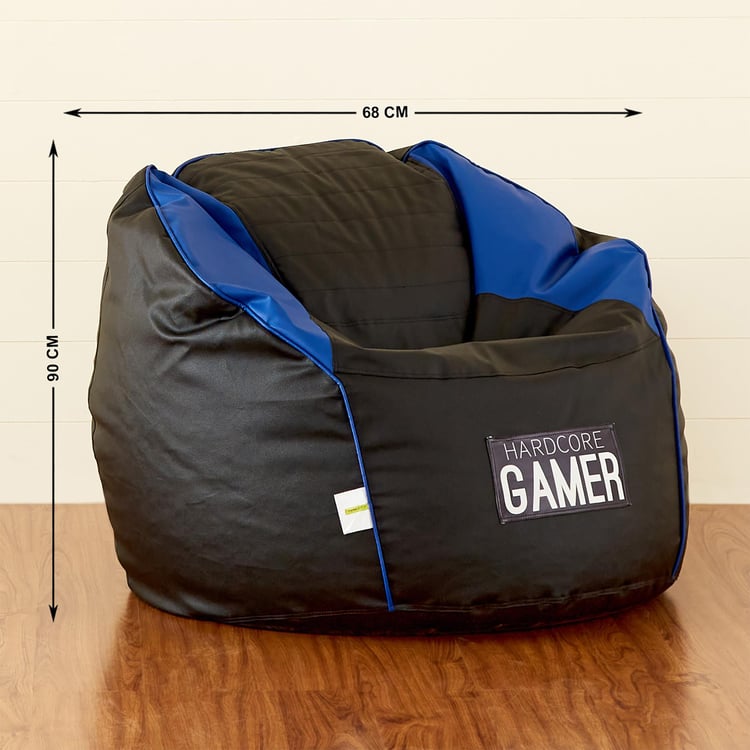 Champion Faux Leather Round Rester Bean Bag with Beans - Black