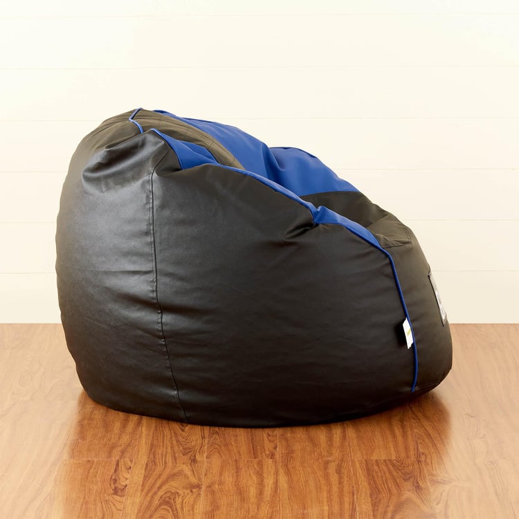 Champion Faux Leather Round Rester Bean Bag with Beans - Black
