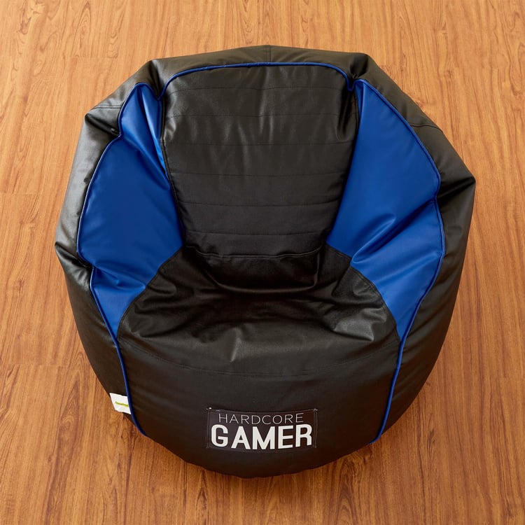Champion Faux Leather Round Rester Bean Bag with Beans - Black