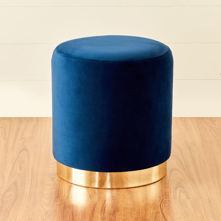 Velvetica Fabric Ottoman - Blue