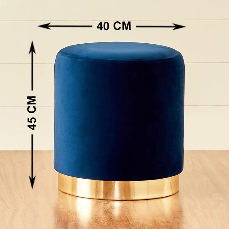 Velvetica Fabric Ottoman - Blue