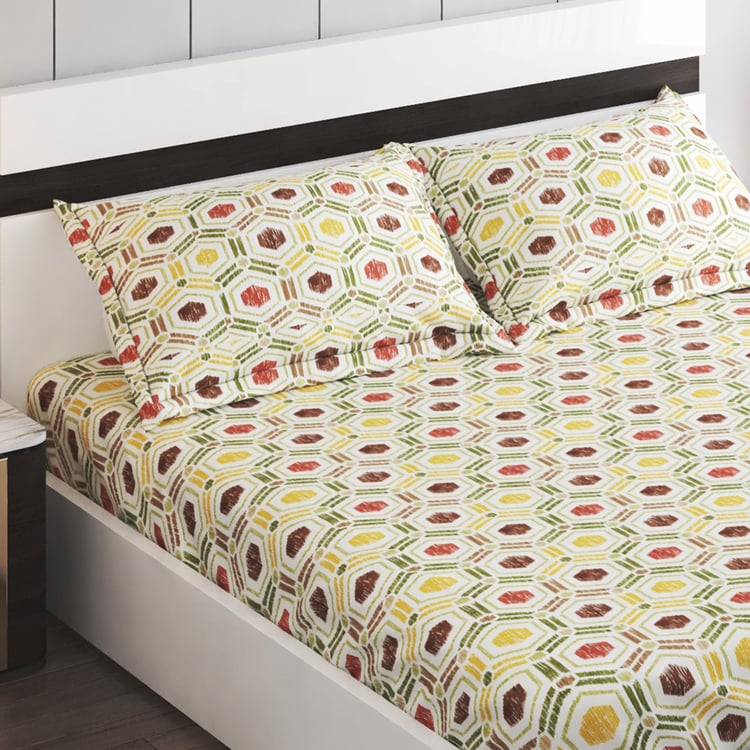 Medley Blissful Nature Cotton 180TC Printed 3Pcs Super King Bedsheet Set