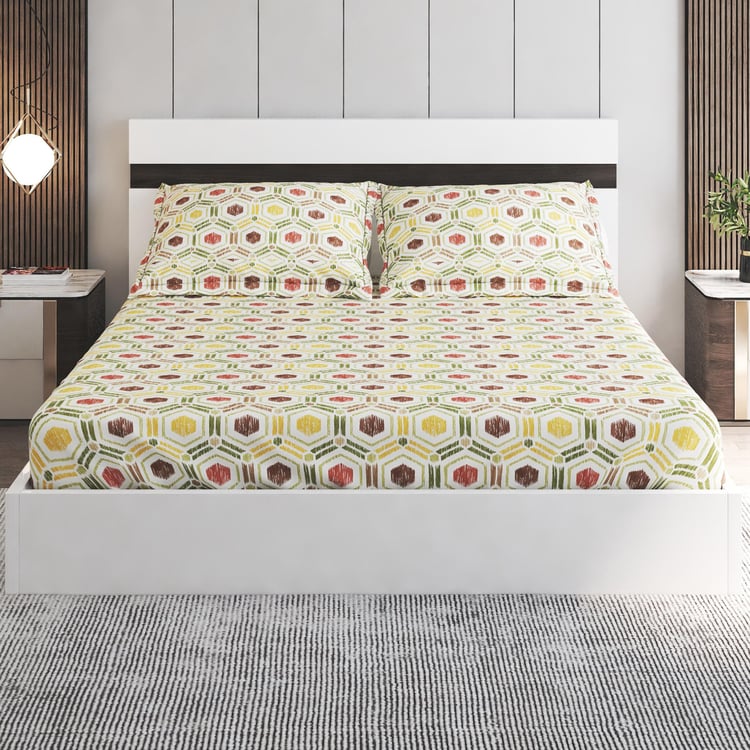 Medley Blissful Nature Cotton 180TC Printed 3Pcs Super King Bedsheet Set