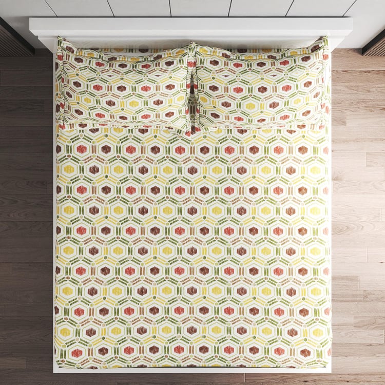 Medley Blissful Nature Cotton 180TC Printed 3Pcs Super King Bedsheet Set