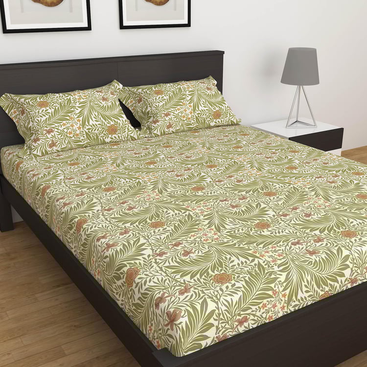 Medley Blissful Nature Cotton 180TC 3Pcs Printed Super King Bedsheet Set