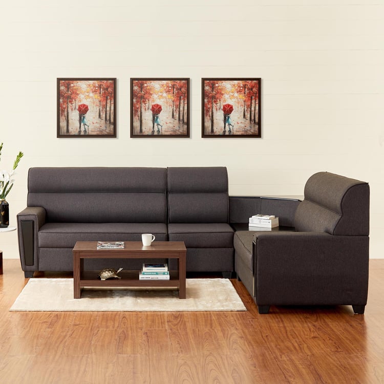 Helios Prixa Fabric 5-Seater Right Corner Sectional Sofa - Brown