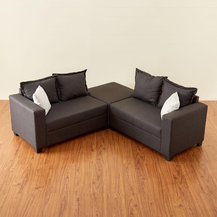 Helios Ciro Fabric 4-Seater Corner Sofa - Brown