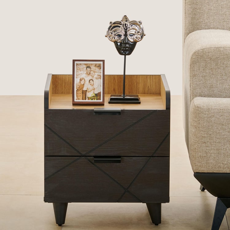 Kiro Bed Side Table with Drawer - Brown