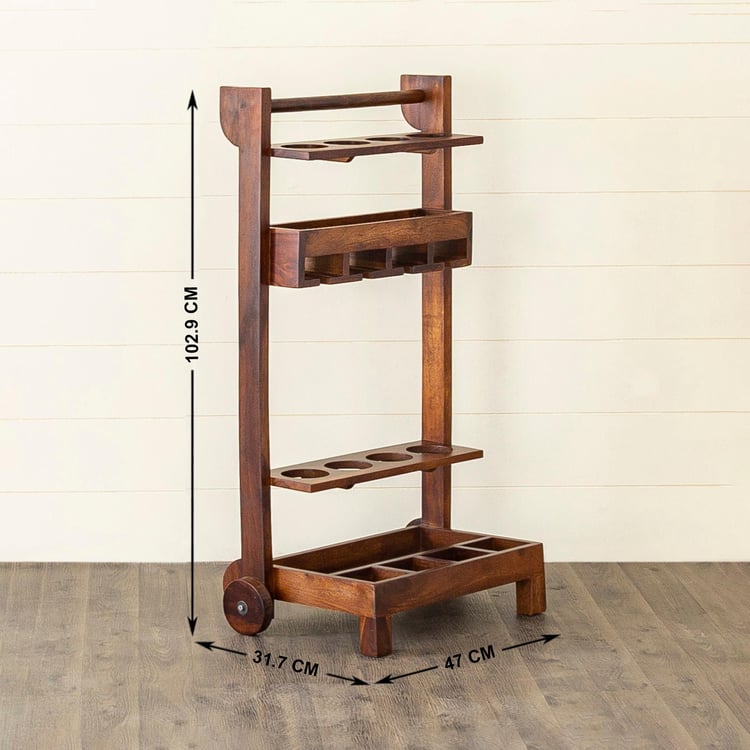 Helios Swastik Wine Trolley - Brown