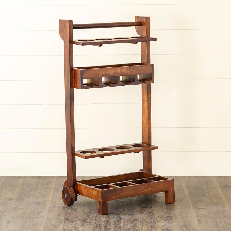 Helios Swastik Wine Trolley - Brown