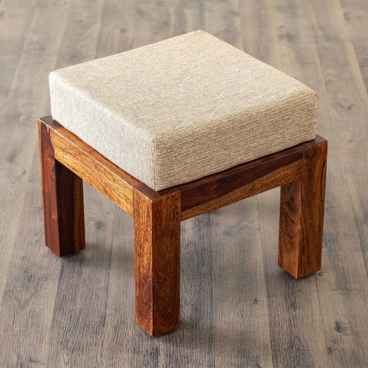 Helios Jolly Sheesham Wood Coffee Table with Stools - Brown
