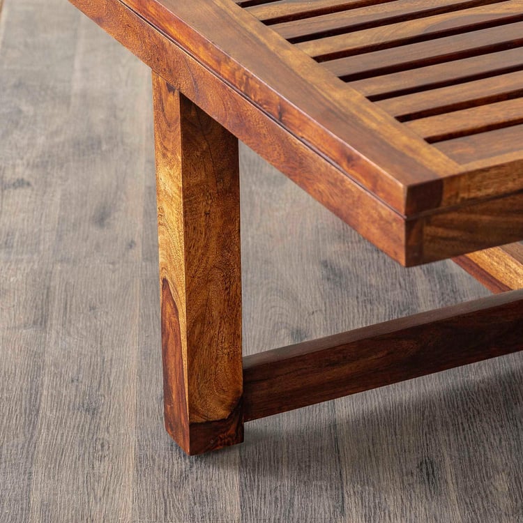 Helios Jolly Sheesham Wood Coffee Table with Stools - Brown