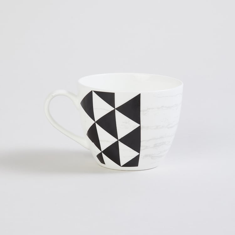 Fiesta Hector Black Geometric Bone China Cup And Saucer Set - 180ml - 2Pcs