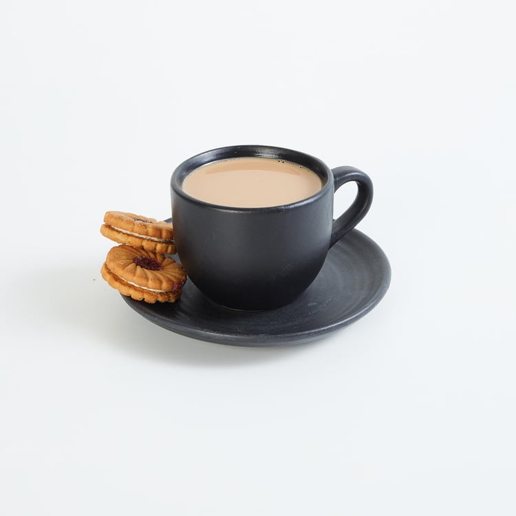 Raisin Stoneware Cup and Saucer