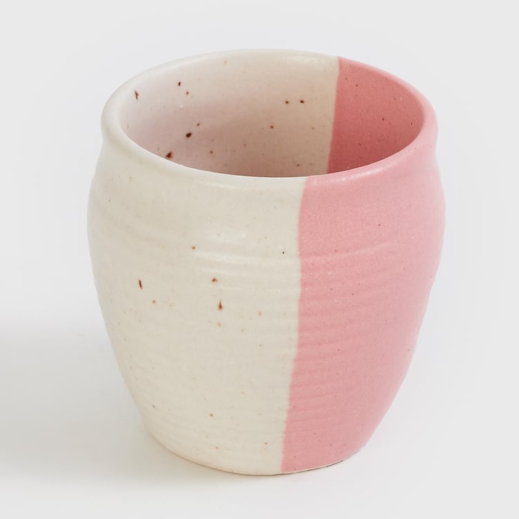 Fiesta Pink Colourblocked Stoneware Khullad - 180ml