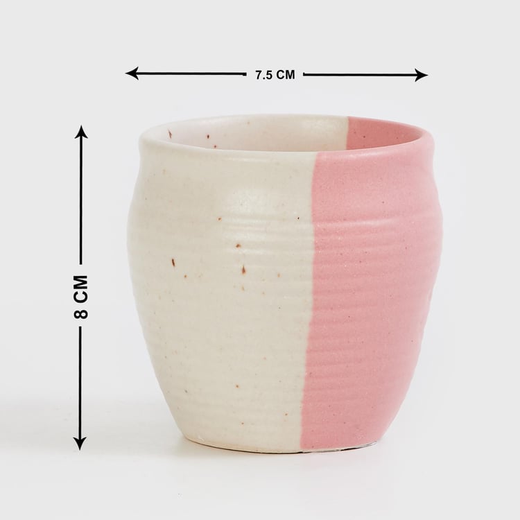 Fiesta Pink Colourblocked Stoneware Khullad - 180ml