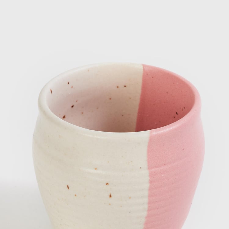 Fiesta Pink Colourblocked Stoneware Khullad - 180ml