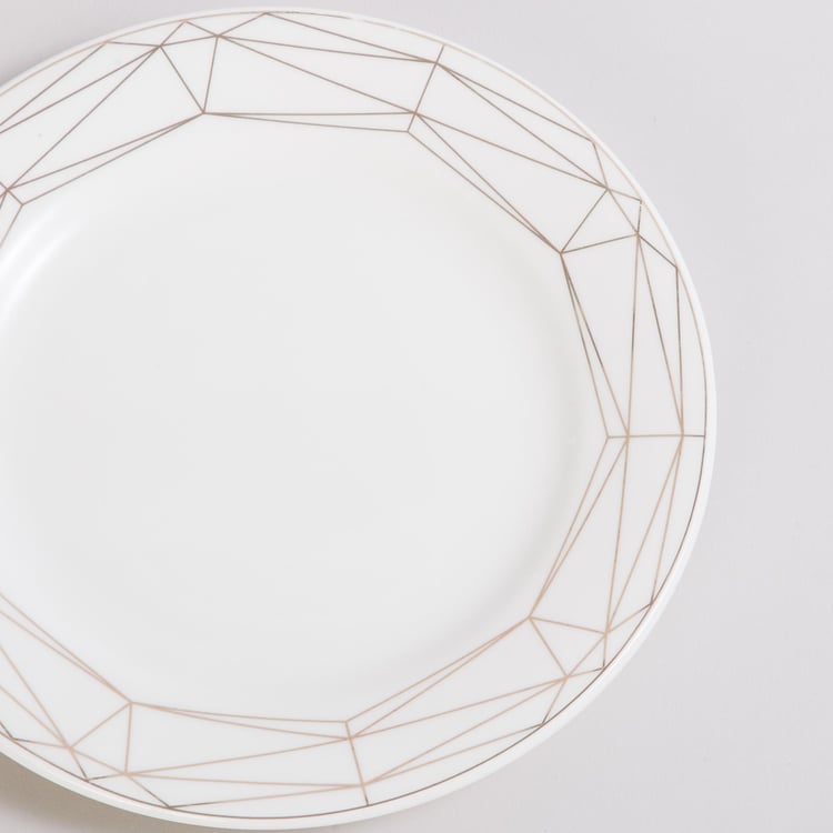 Fiesta White Golden Geometric Bone China Side Plate - 18cm