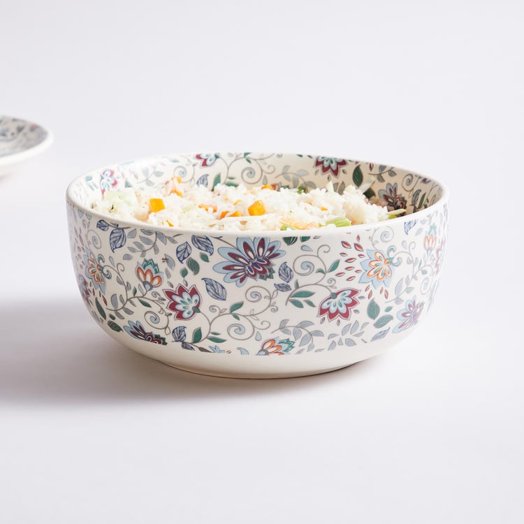 Fiesta White Floral Print Stoneware Serving Bowl - 1.5l