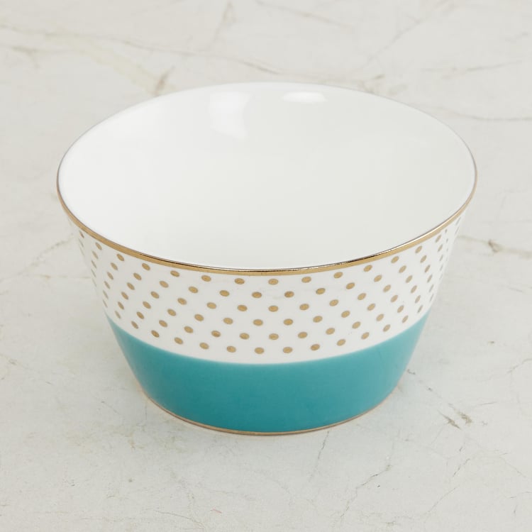 Fiesta-Zeno Blue Colourblocked Bone China Serving Bowl - 470ml