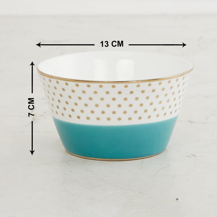 Fiesta-Zeno Blue Colourblocked Bone China Serving Bowl - 470ml