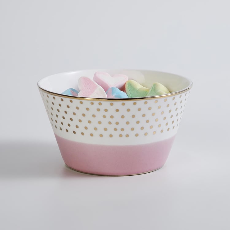 Fiesta-Zeno White Colourblocked Bone China Serving Bowl - 470ml