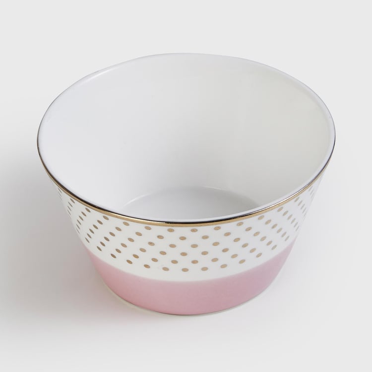 Fiesta-Zeno White Colourblocked Bone China Serving Bowl - 470ml