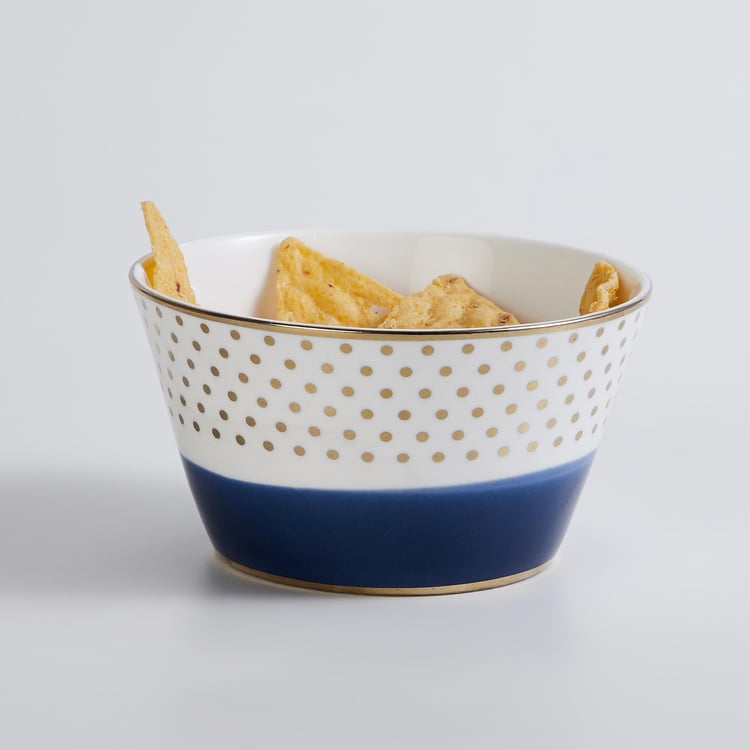 Fiesta-Zeno White Colourblocked Bone China Serving Bowl - 470ml